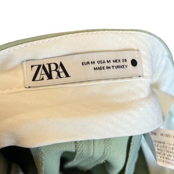 Zara Pleated Trouser Shorts Sage Green Tailored Preppy Old Money Coastal Size M - Picture 3 of 9